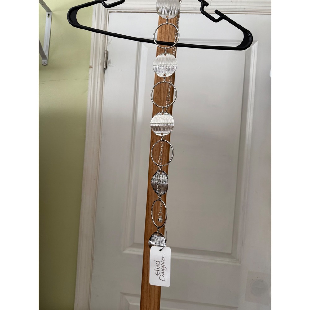 Elan's Daughter Silver Chain Belt Textured Disc and Open Ring Link Adjustable